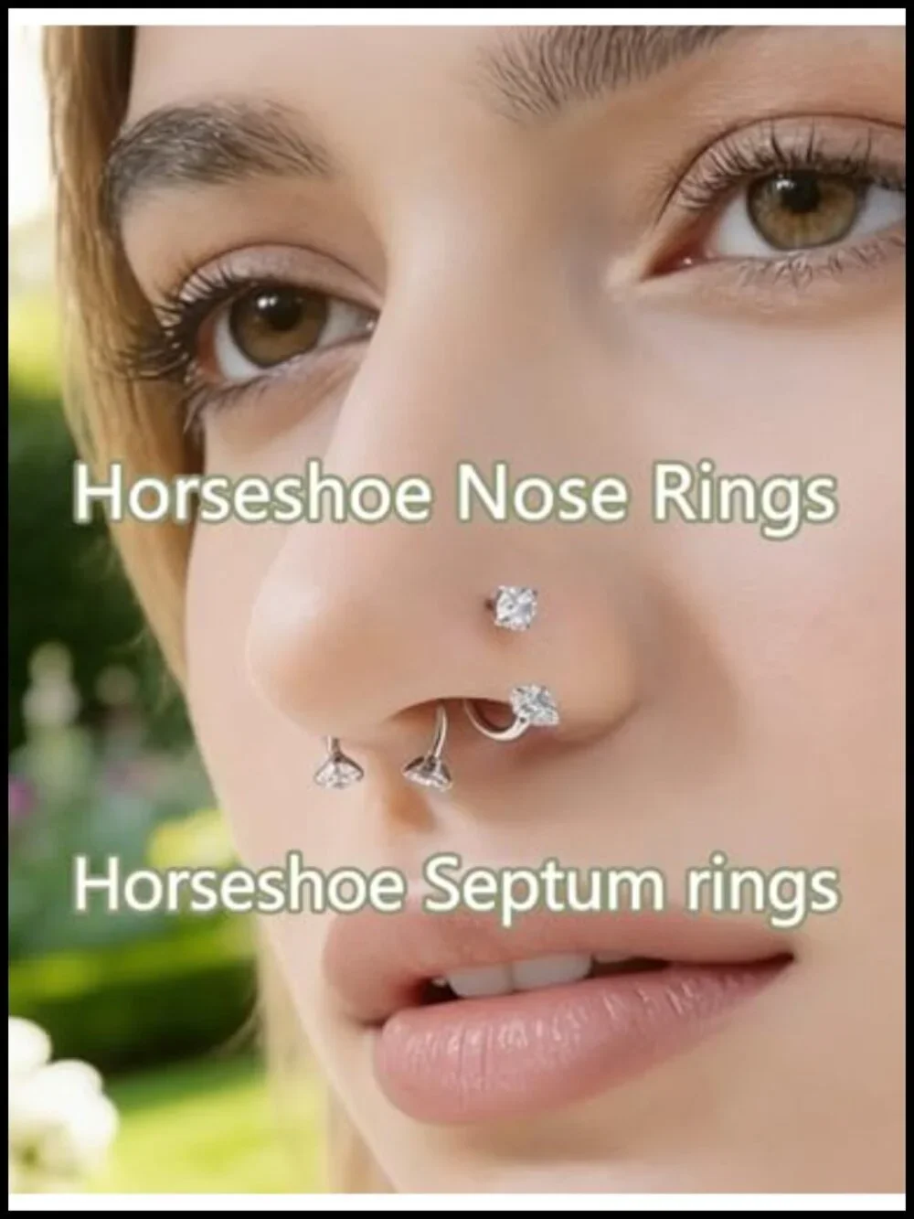 Titanium Double Gem Horseshoe Nose Ring 16G Hypoallergenic Piercing Jewelry